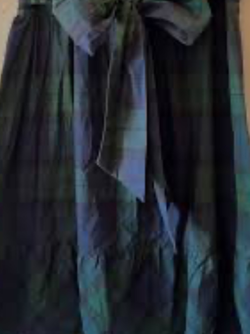 J. Crew Black A-Line Skirt with Blue-Green Plaid Waist Tie